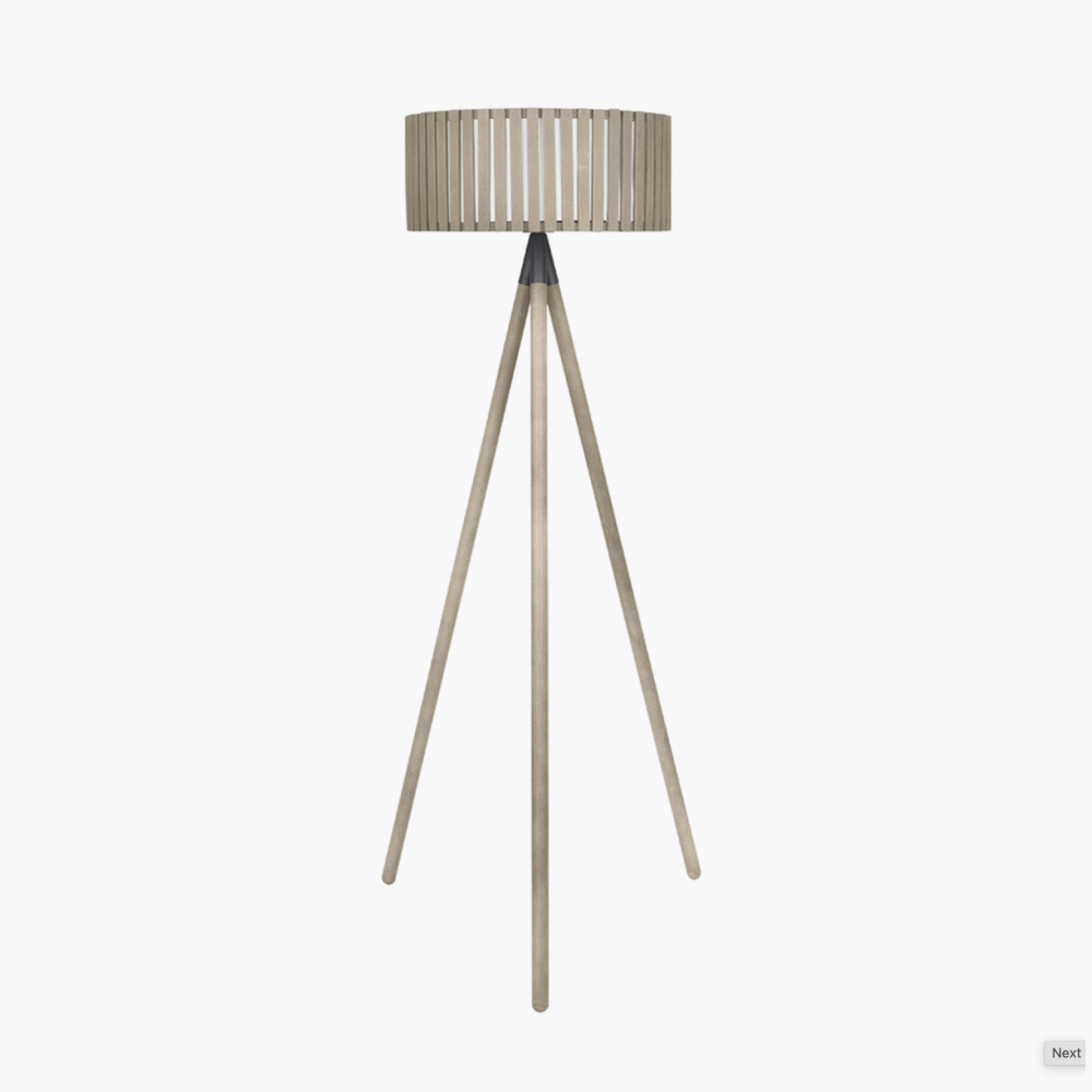 Rabanne Slatted Antique Wood Tripod Floor Lamp