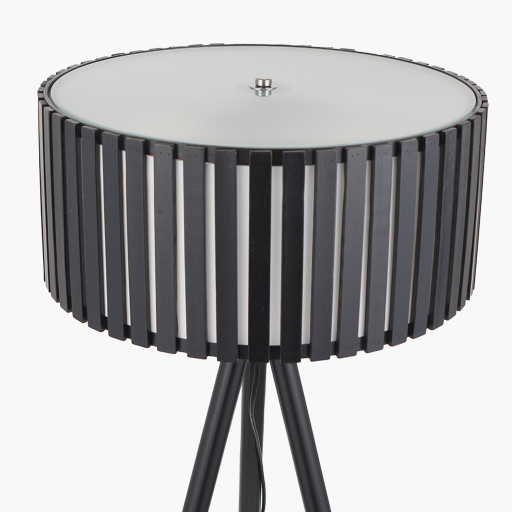 Rabanne Slatted Black Wood Tripod Floor Lamp