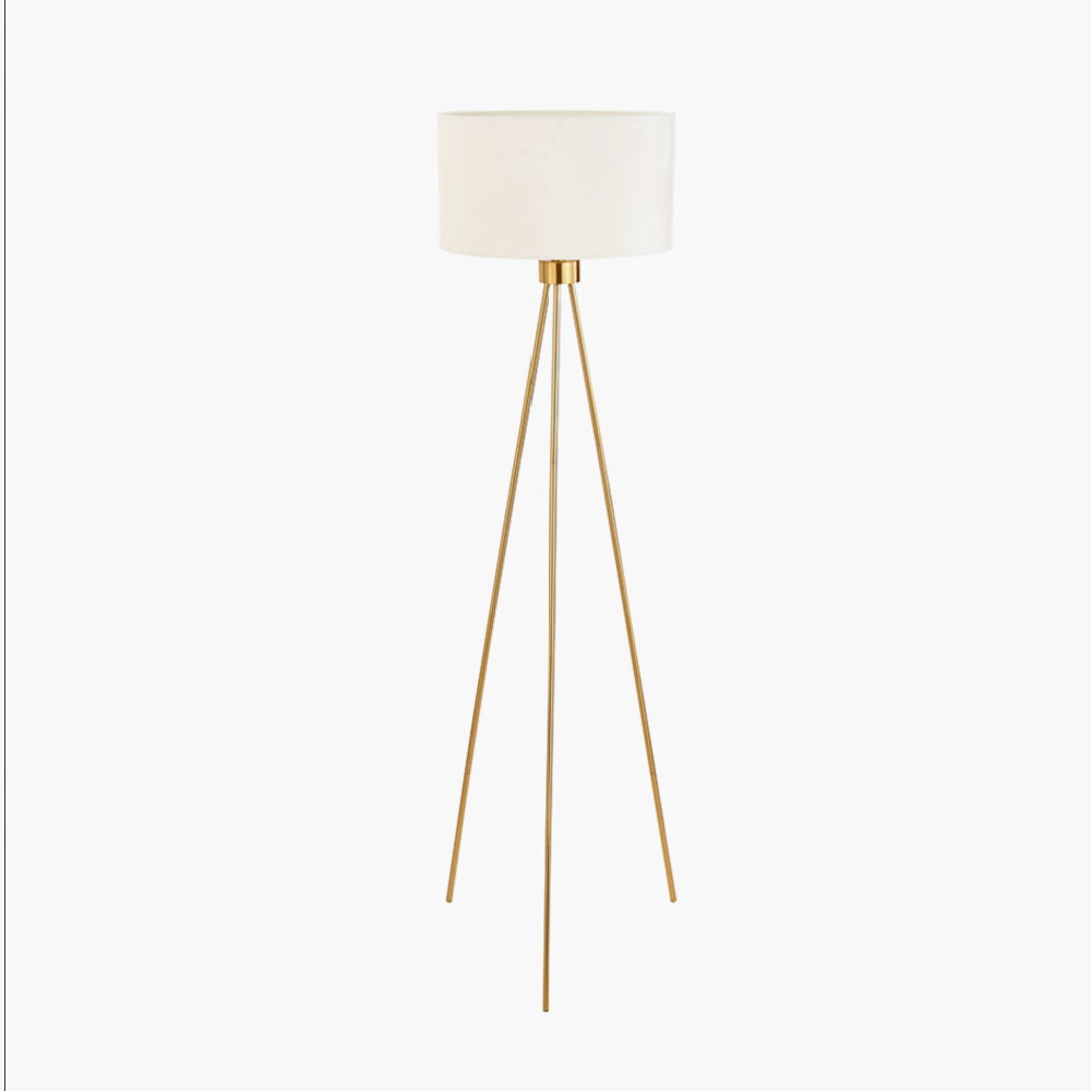 Houston Brushed Brass Metal Tripod Floor Lamp