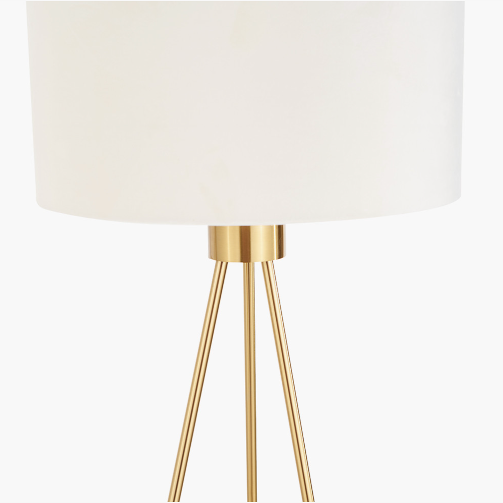 Houston Brushed Brass Metal Tripod Floor Lamp