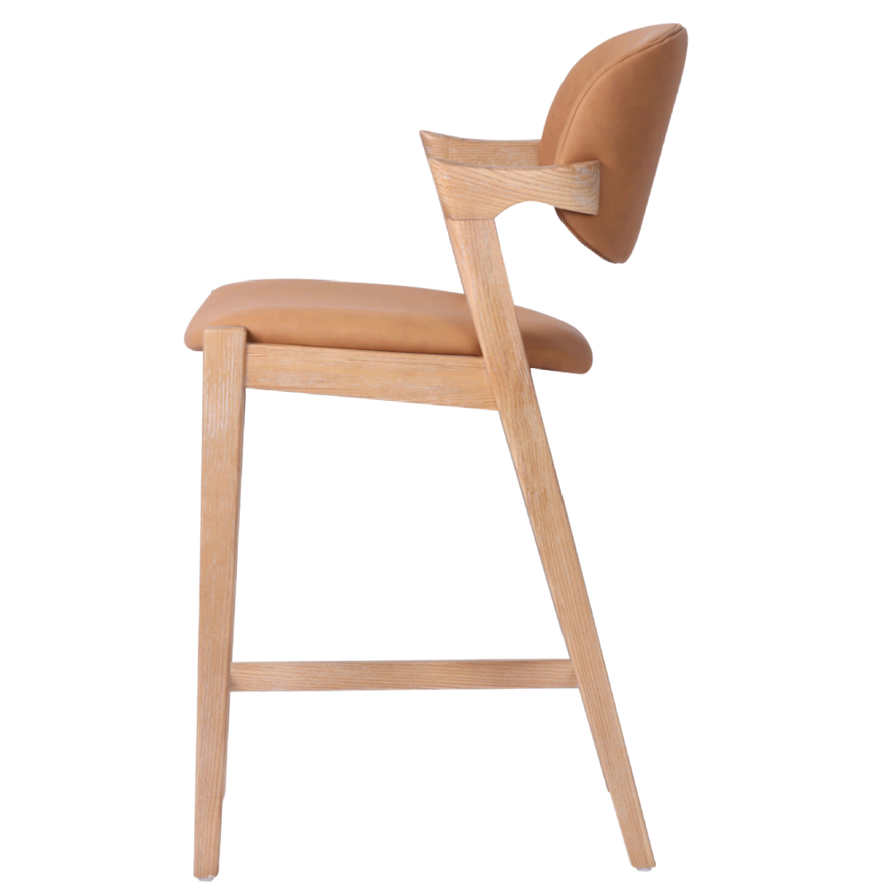 Mila Cognac PU Stool – 67cm Seat Height