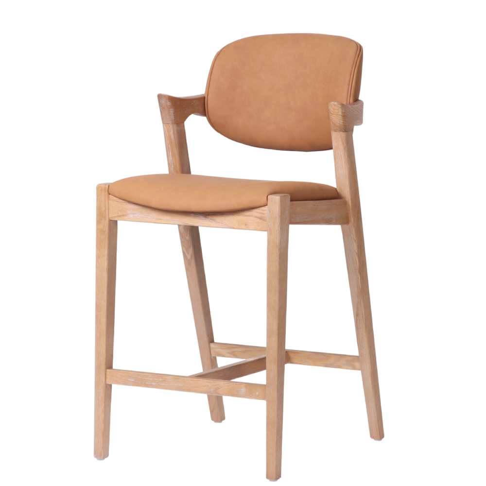 Mila Cognac PU Stool – 67cm Seat Height