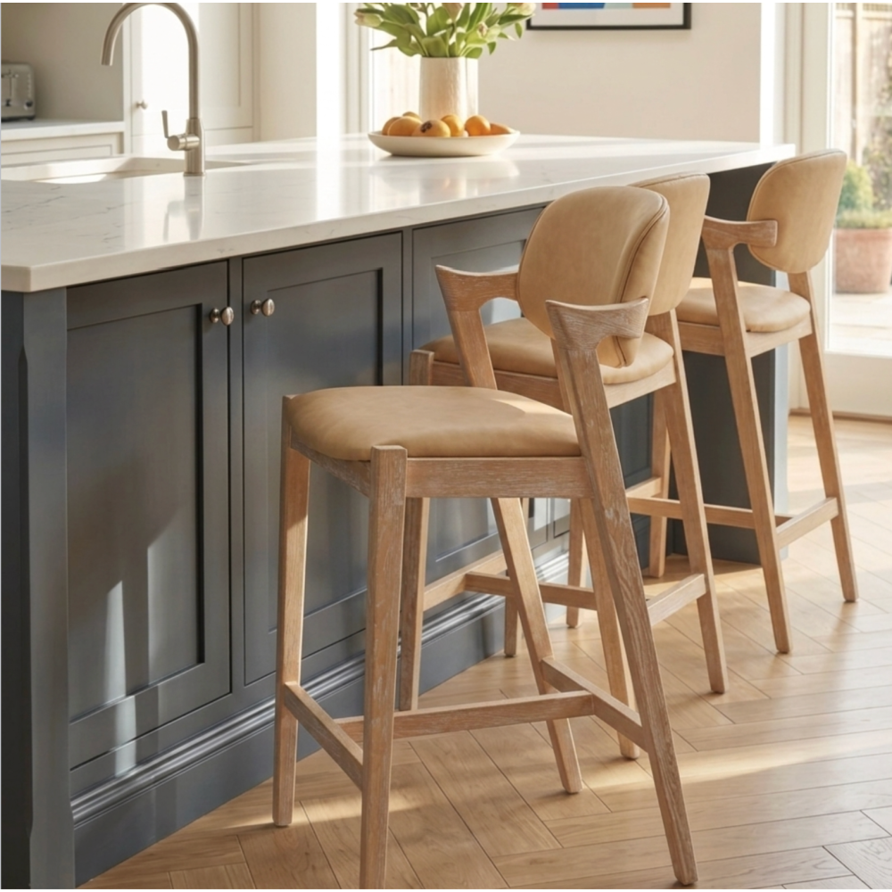 Mila Camel PU Stool – 67cm Seat Height