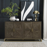Athena Fumed Oak Large 4 Door Sideboard