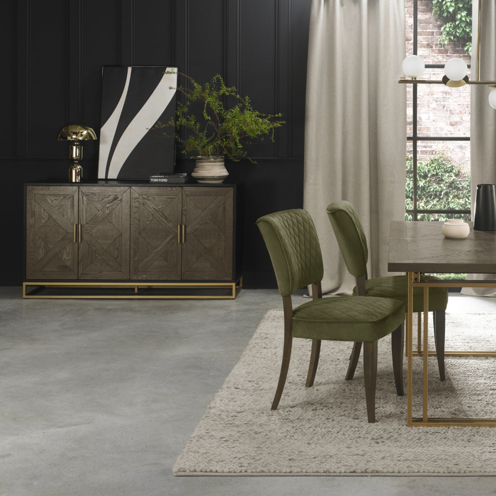 Athena Fumed Oak Large 4 Door Sideboard