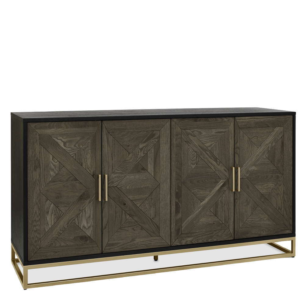 Athena Fumed Oak Large 4 Door Sideboard