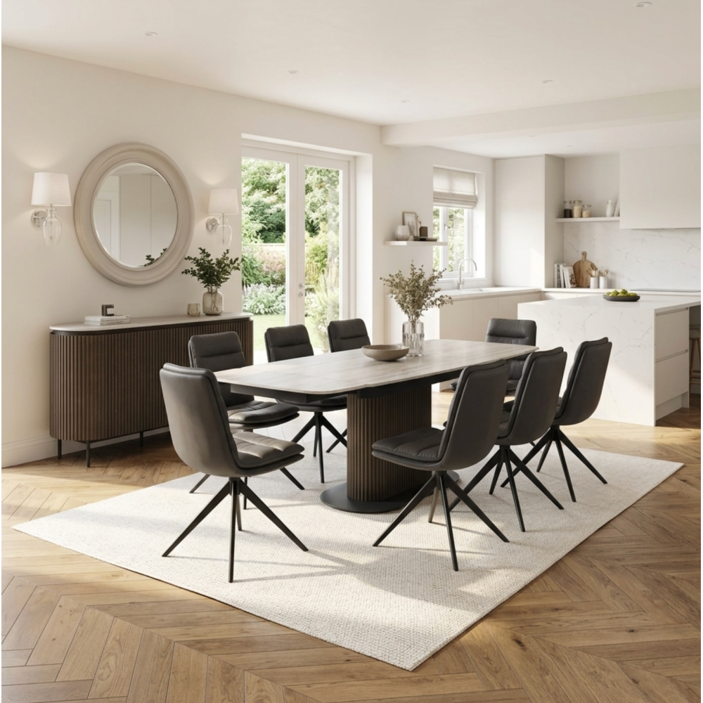 Modena 160-220cm Travertine Ceramic Extending Dining Table