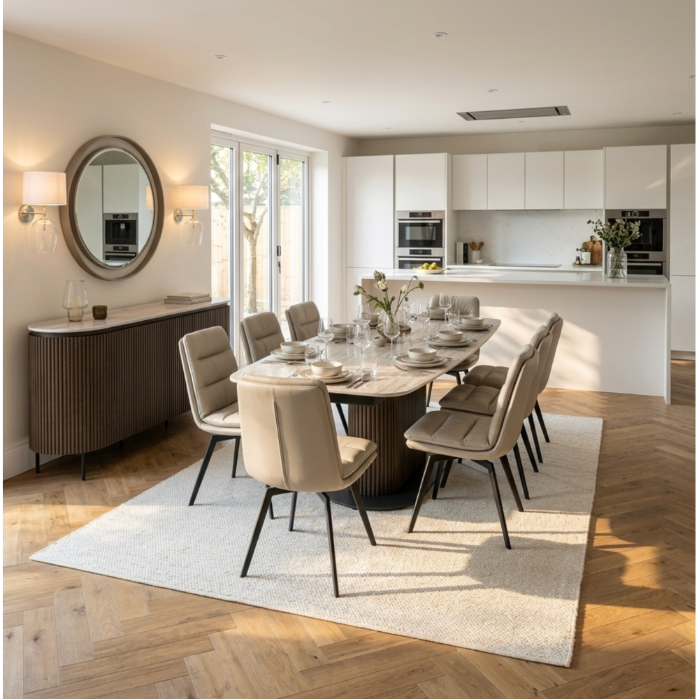 Modena 160-220cm Travertine Ceramic Extending Dining Table