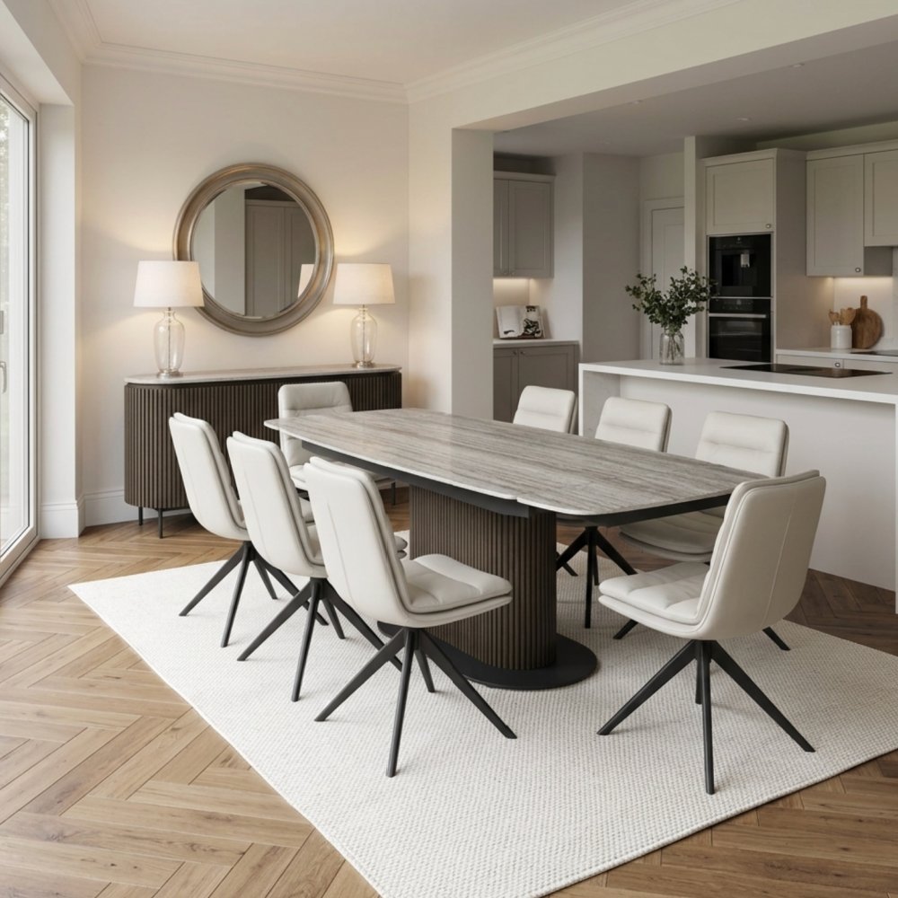 Modena 160-220cm Travertine Ceramic Extending Dining Table