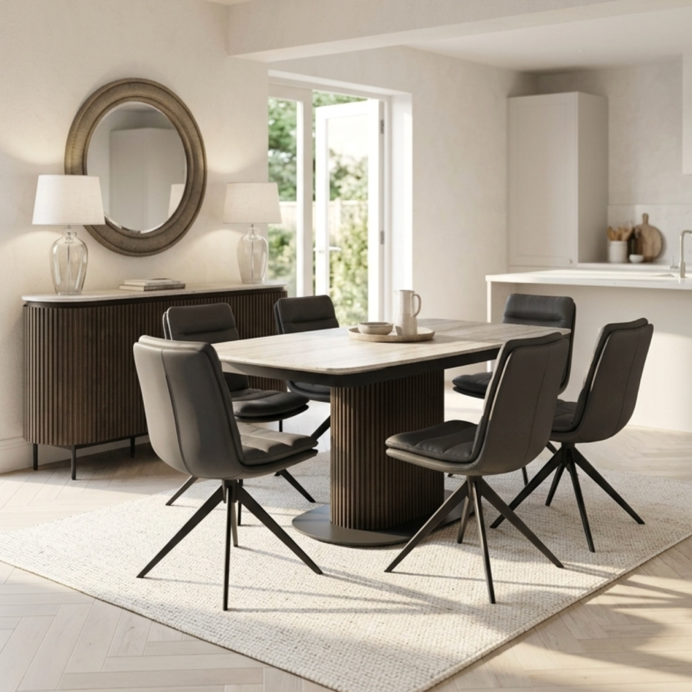 Modena 160-220cm Travertine Ceramic Extending Dining Table