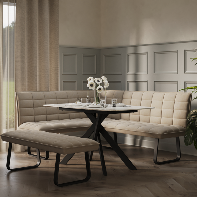 Aura Corner Dining Table and Bench Set Left Hand Side Facing ...