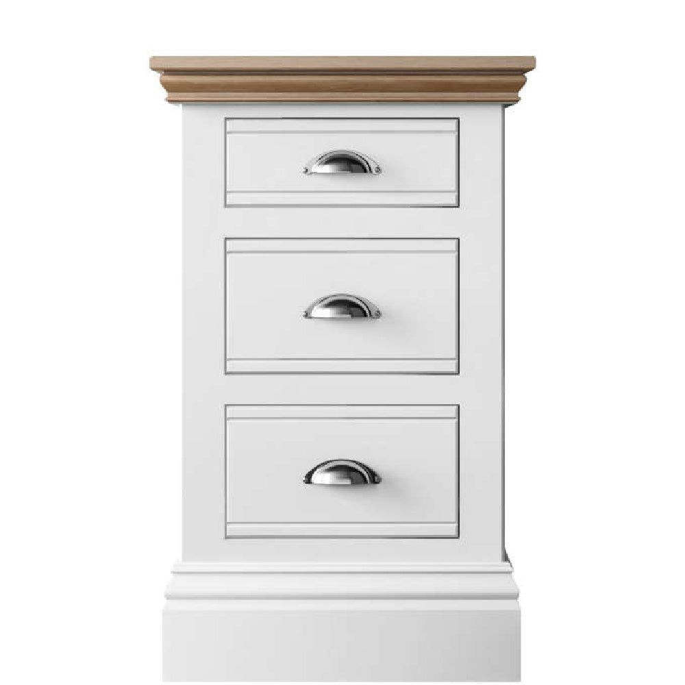 New England Painted 3 Drawer Bedside