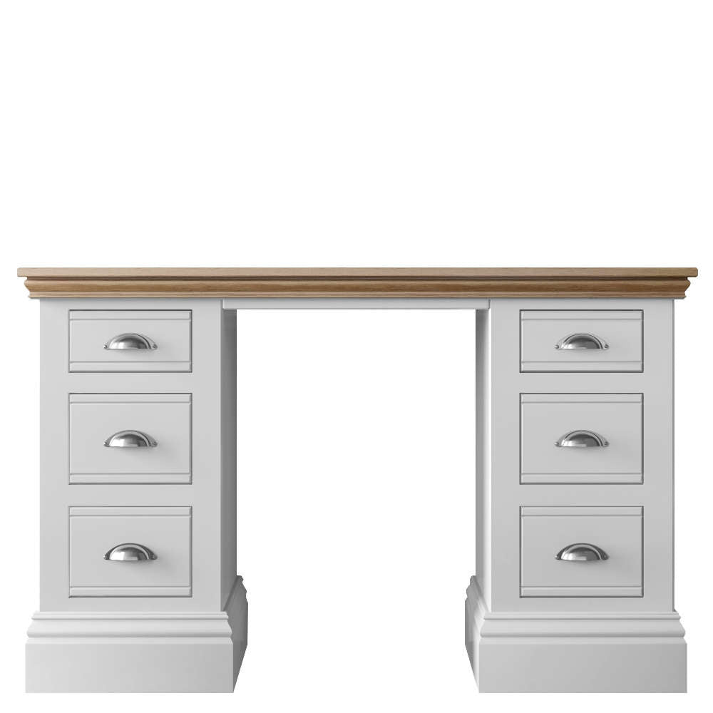 New England Painted Double Pedestal Dressing Table