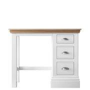 New England Oak Top Single Pedestal (3 Drawers) Dressing Table + Straight Leg