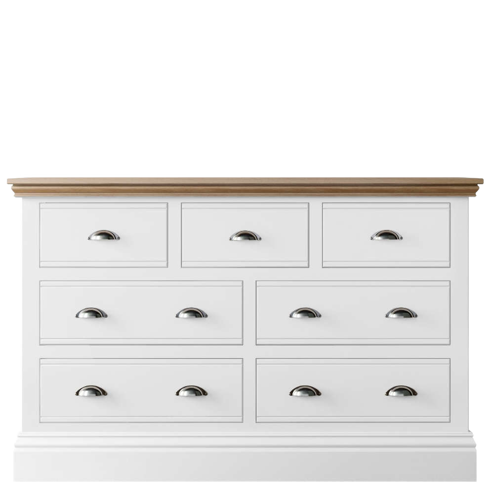 New England Painted 3 + 4 Wide Drawer Chest Large