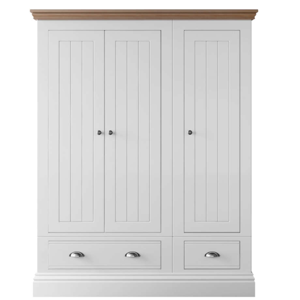 New England 3 Door 2 Drawer Hanging Wardrobe