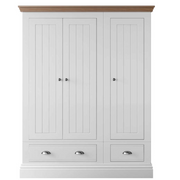 New England 3 Door 2 Drawer Hanging Wardrobe