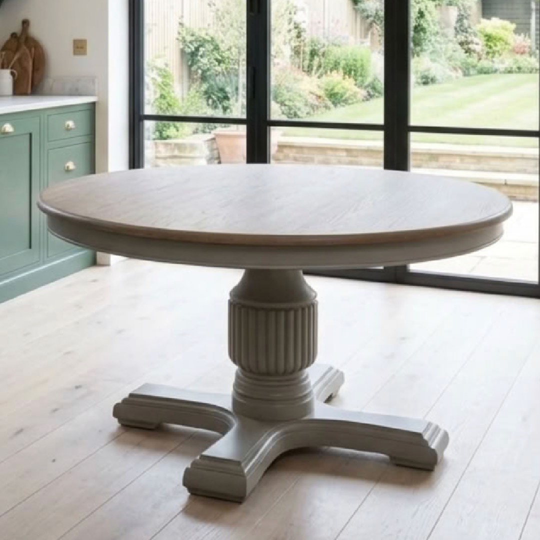 180cm Sofia Round Dining Table Smoked oak