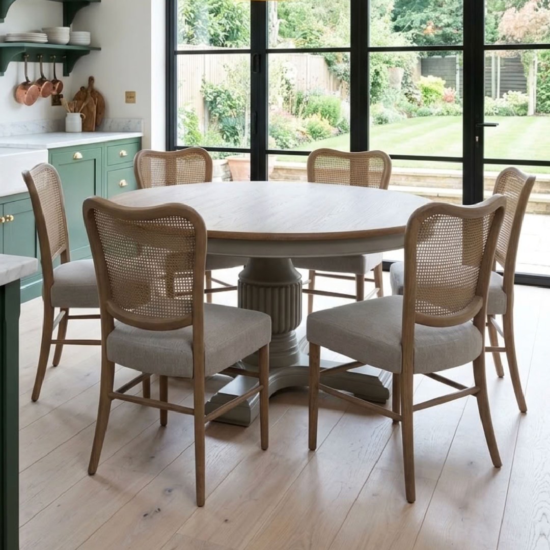 180cm Sofia Round Dining Table Smoked oak