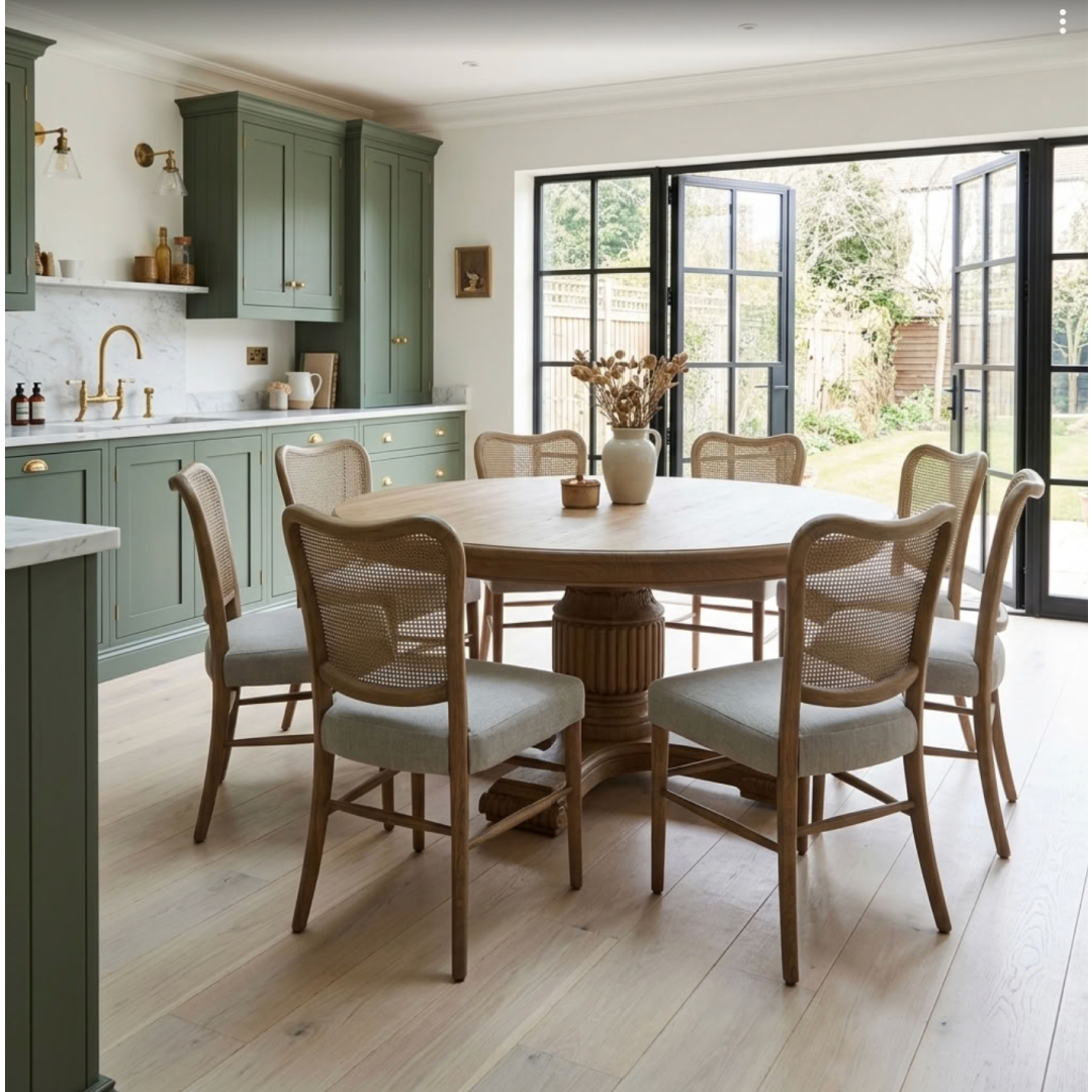 180cm Sofia Round Dining Table Smoked oak