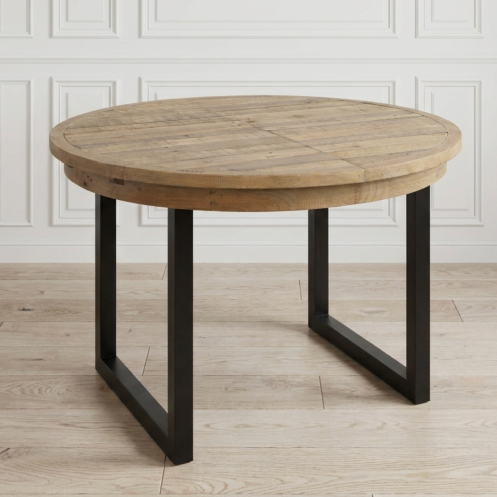 Nixon Reclaimed Rustic 120CM-160CM EXTENDING ROUND DINING TABLE