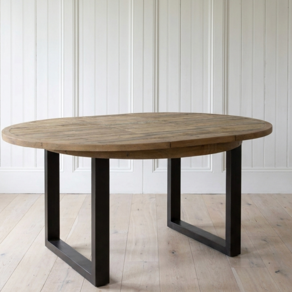 Nixon Reclaimed Rustic 120CM-160CM EXTENDING ROUND DINING TABLE