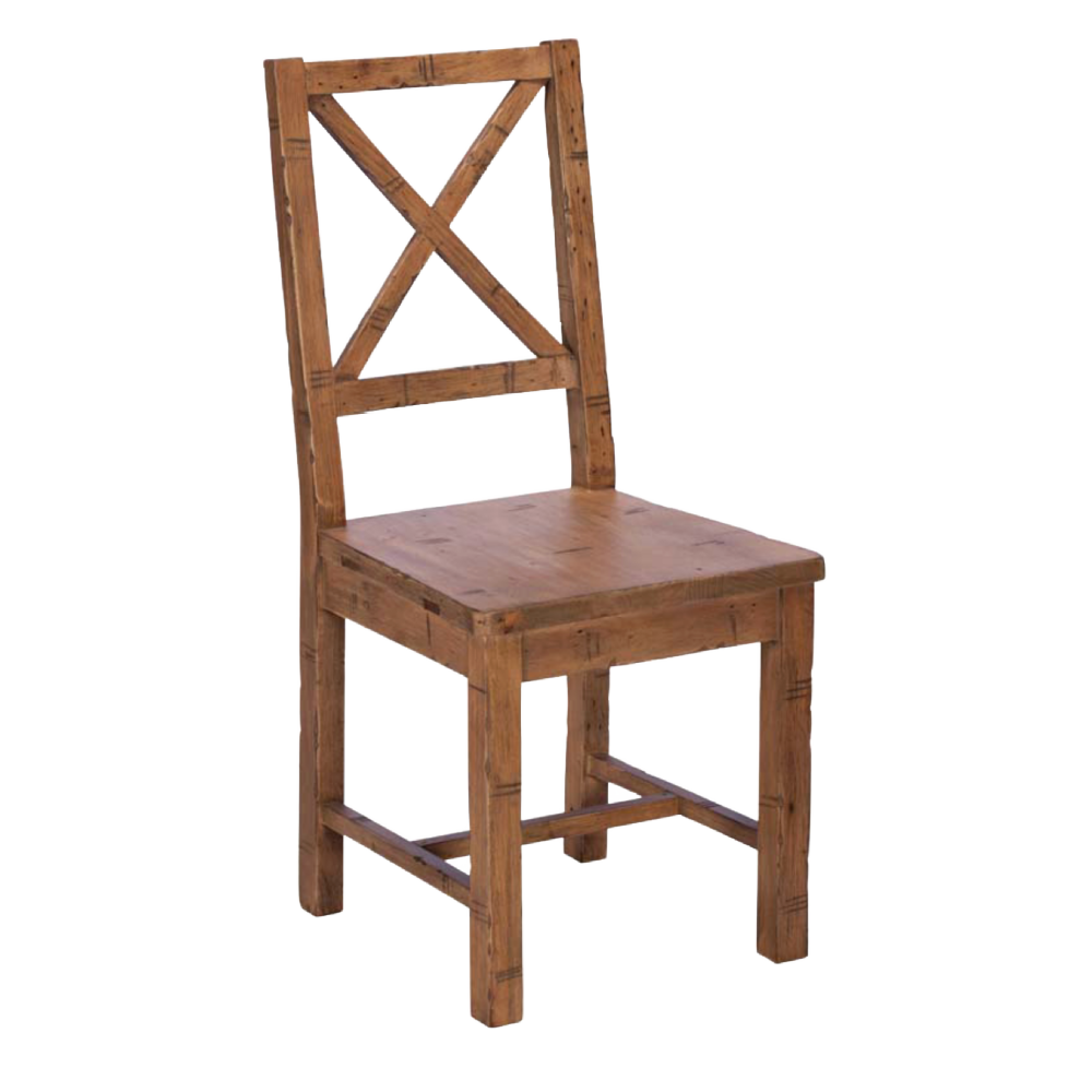 Nixon  Reclaimed Cross Back Dining Chair With Fabric Seat set of 2