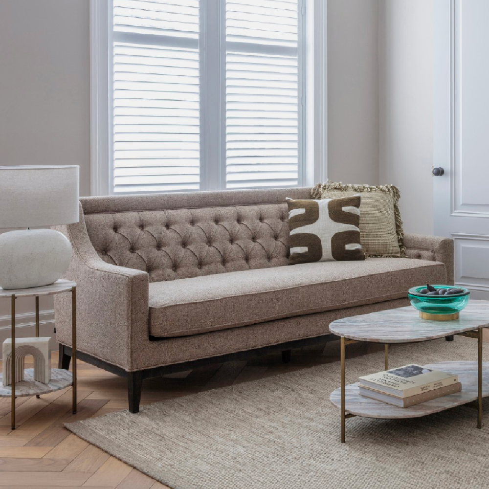 Theodore Buttoned Sofa Dark Taupe