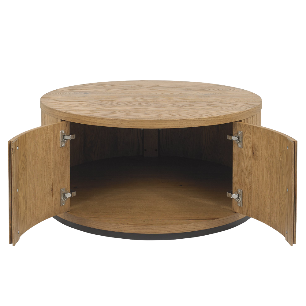 Vega Rustic Oak & Peppercorn Round Coffee Table