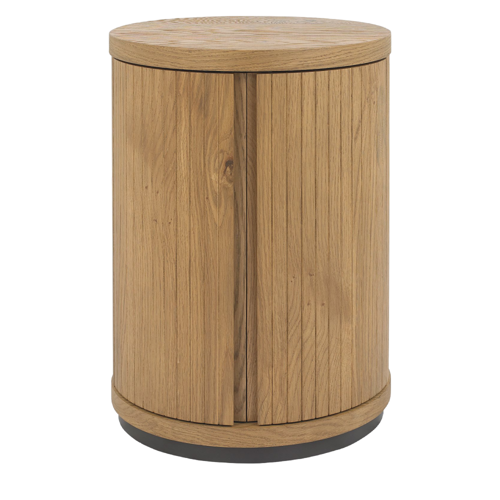 Vega Rustic Oak & Peppercorn Round Coffee Table