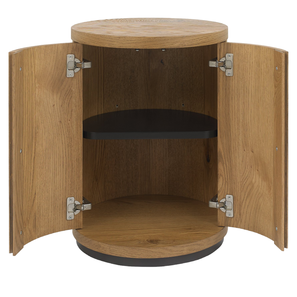 Vega Rustic Oak & Peppercorn Round Coffee Table