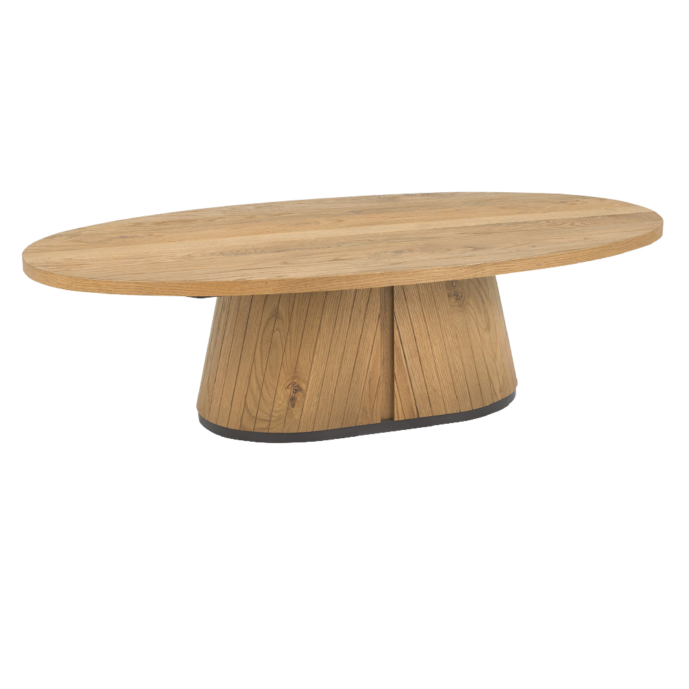 Vega Rustic Oak & Peppercorn Oval Coffee Table