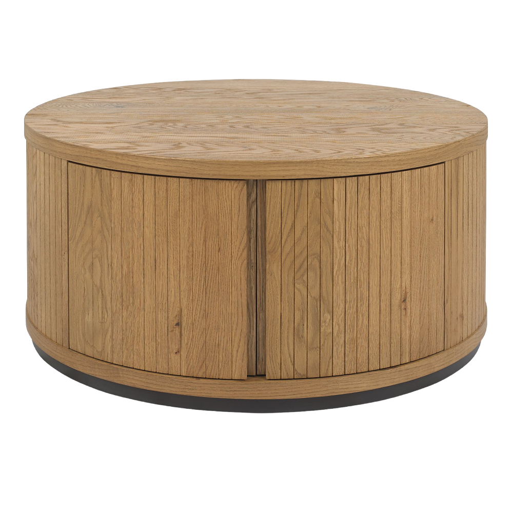 Vega Rustic Oak & Peppercorn Round Coffee Table