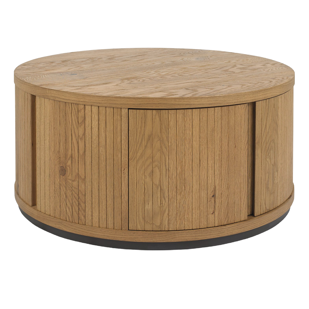 Vega Rustic Oak & Peppercorn Round Coffee Table