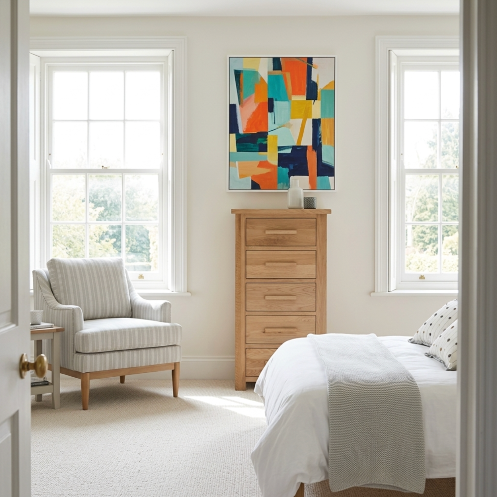Opus Solid Oak 5 Drawer Wellington Chest