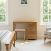 Opus Solid Oak Single Pedestal Dressing Table with stool