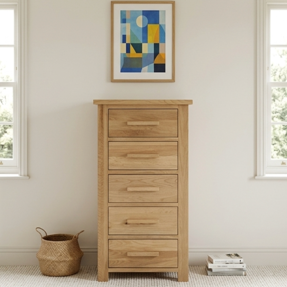 Opus Solid Oak 5 Drawer Wellington Chest