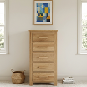 Opus Solid Oak 5 Drawer Wellington Chest