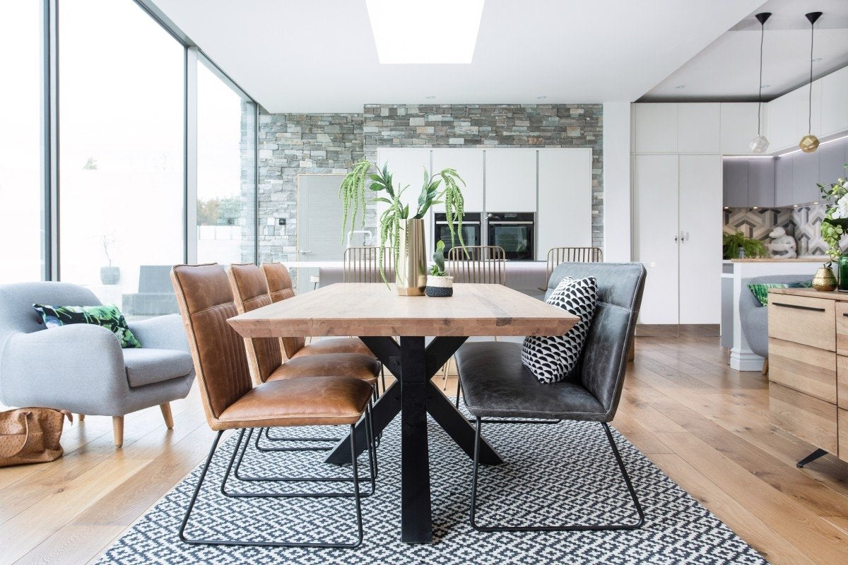 Cooper Dining Bench with Back in Grey Pu Leather