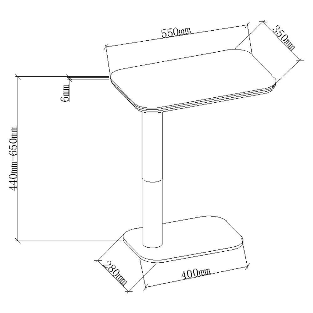 Riley While Sintered Stone Gas Lift Adjustable Sofa Table