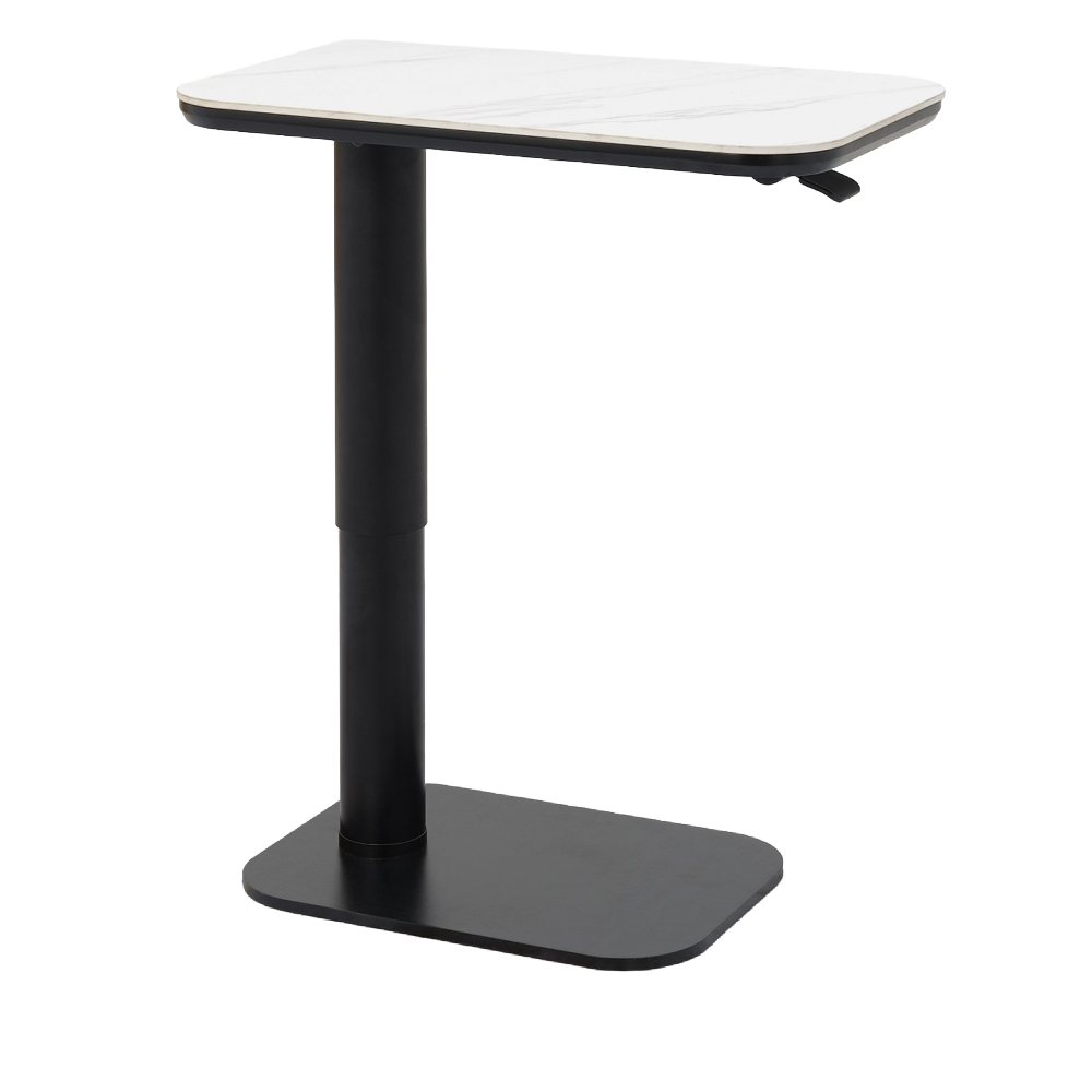 Riley While Sintered Stone Gas Lift Adjustable Sofa Table
