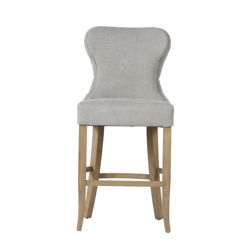 Guia Grey Button Back Counter Stool with Piping – 65.5cm Seat Height