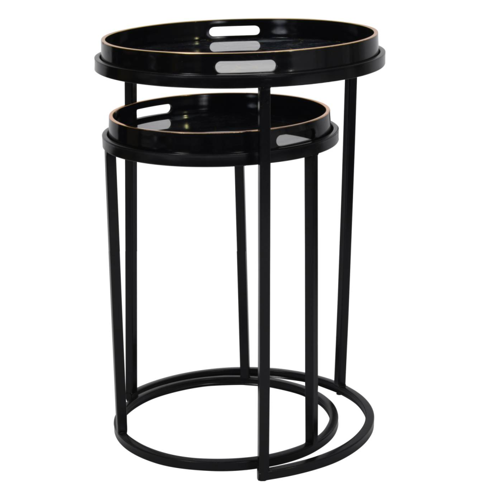 VESUVIUS BLACK AND GOLD SET OF 2 TABLES