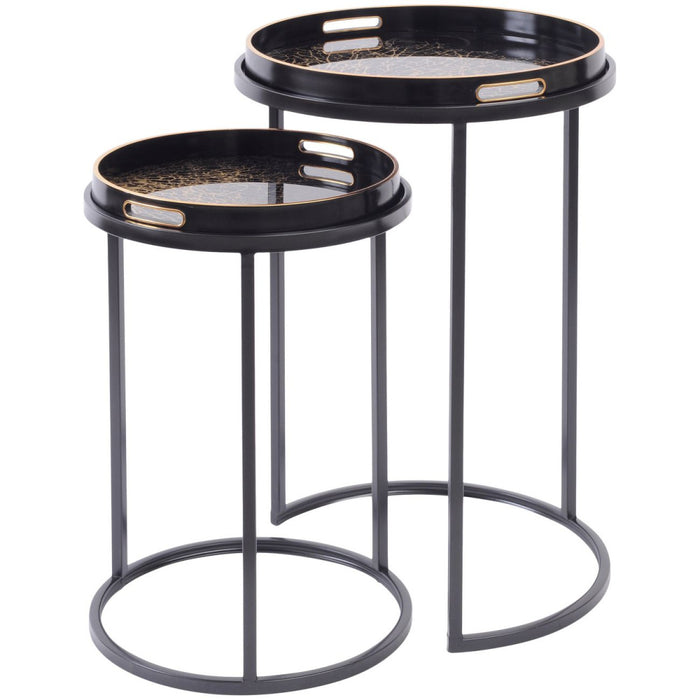 LIBRA INTERIORS NEST OF 2 SIDE TABLES IN CORAL DESIGN
