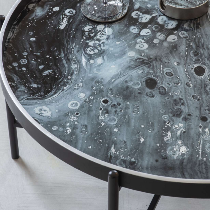 Monochrome Swirl Coffee Tray Table