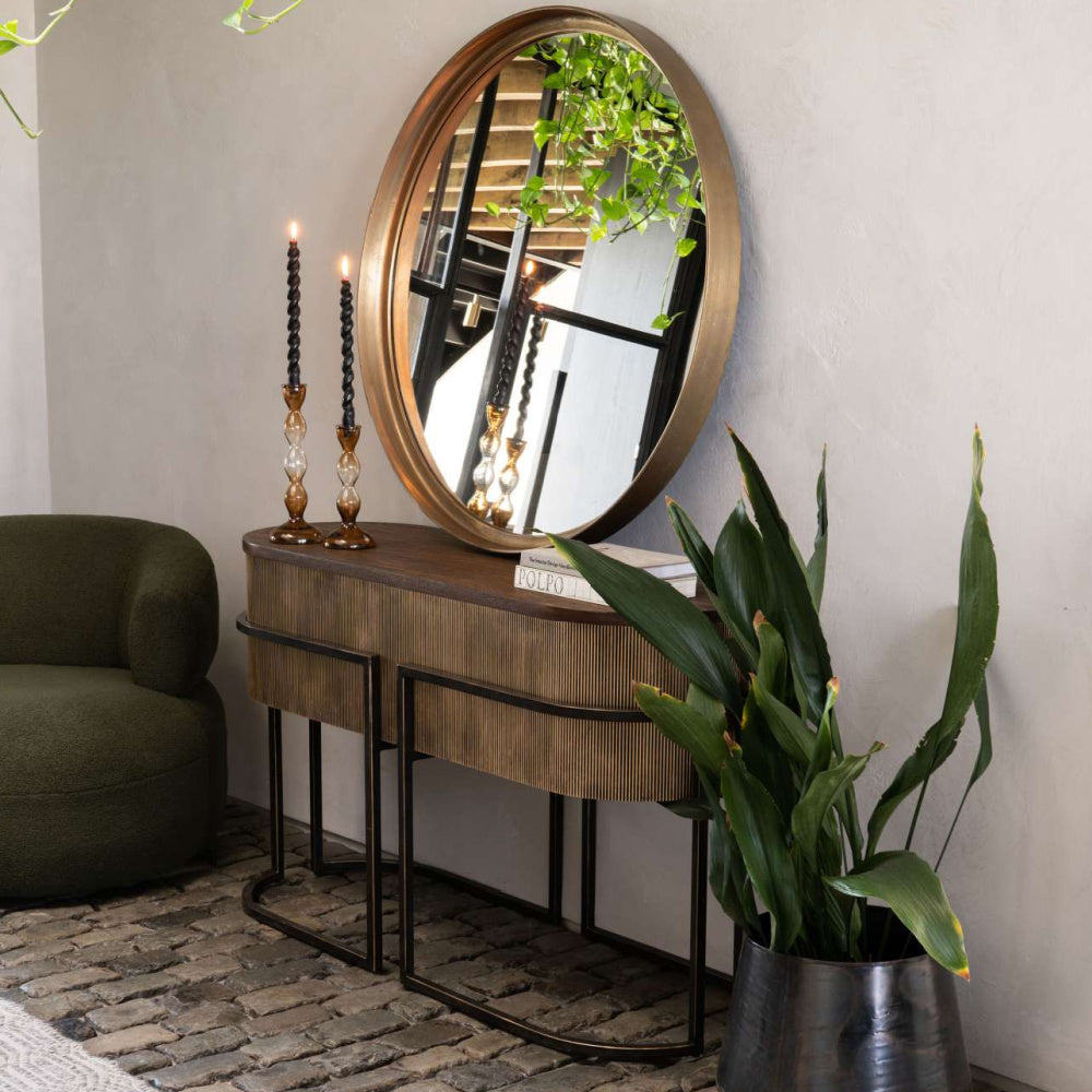 Hunter Corrugated Antique Gold Console Table