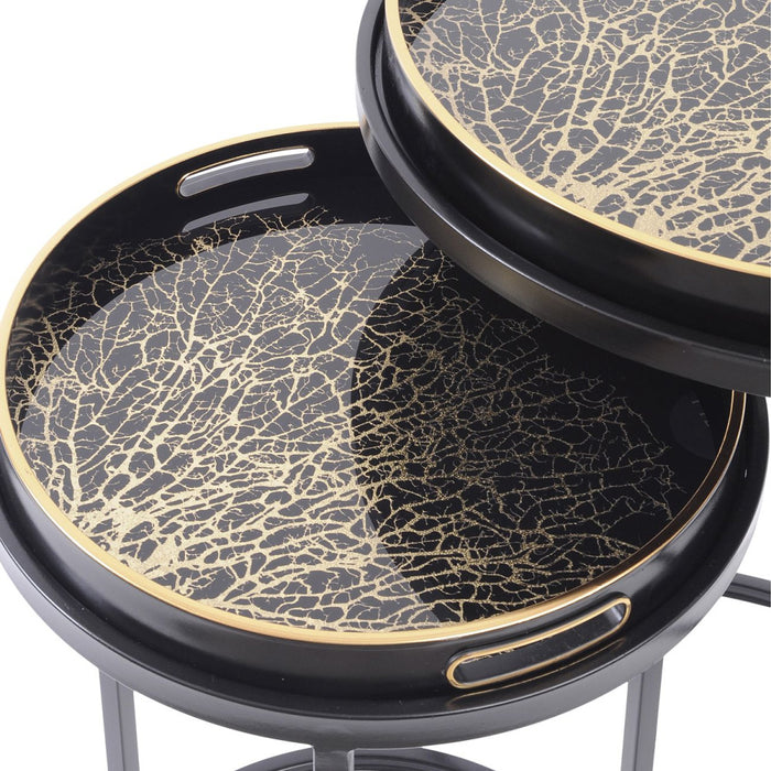 LIBRA INTERIORS NEST OF 2 SIDE TABLES IN CORAL DESIGN