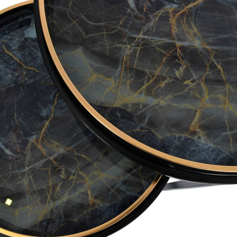 VESUVIUS BLACK AND GOLD SET OF 2 TABLES