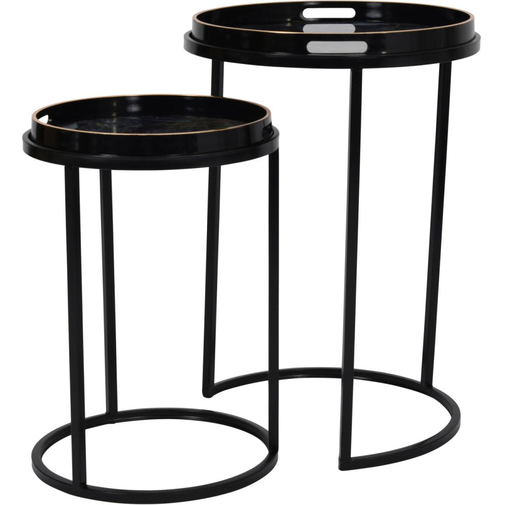 VESUVIUS BLACK AND GOLD SET OF 2 TABLES