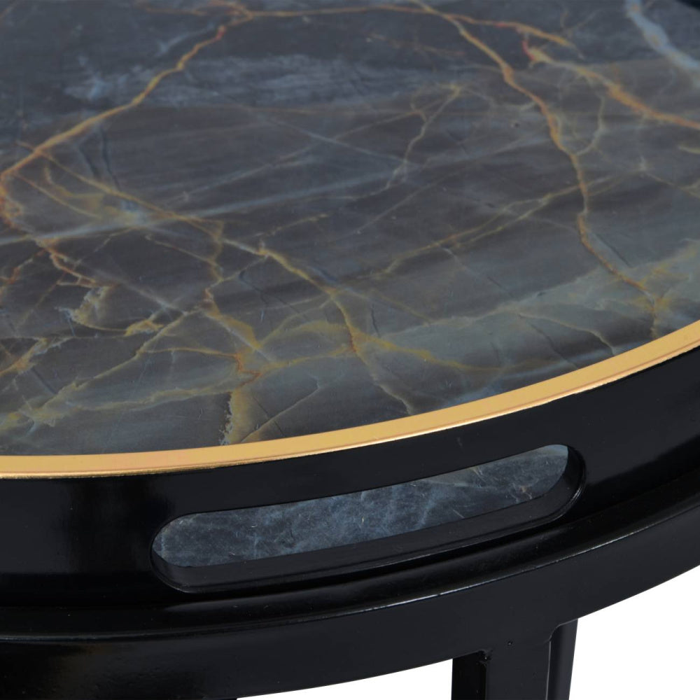 VESUVIUS BLACK AND GOLD SET OF 2 TABLES